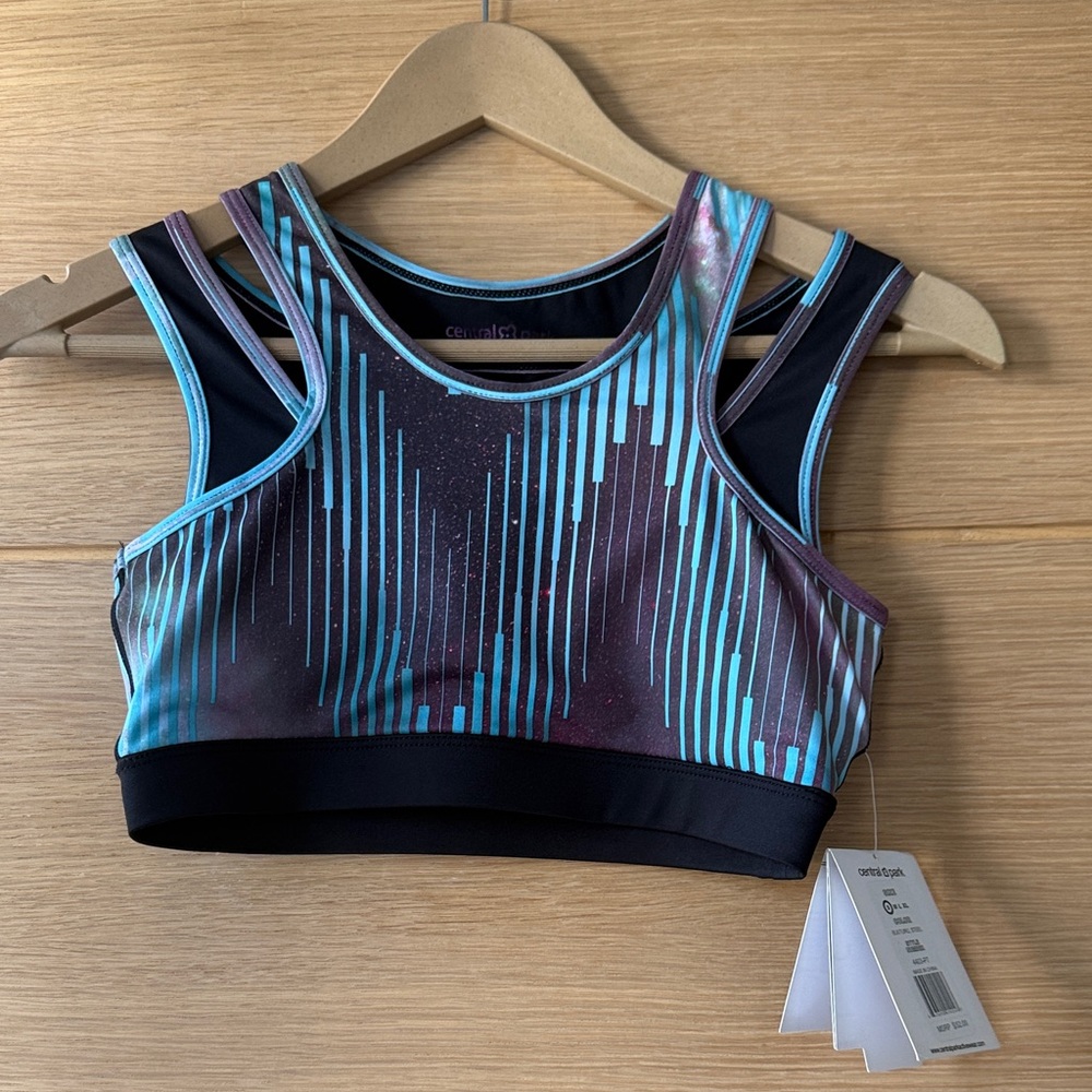 Chic Strappy Sports Bra - Teal and Burgundy